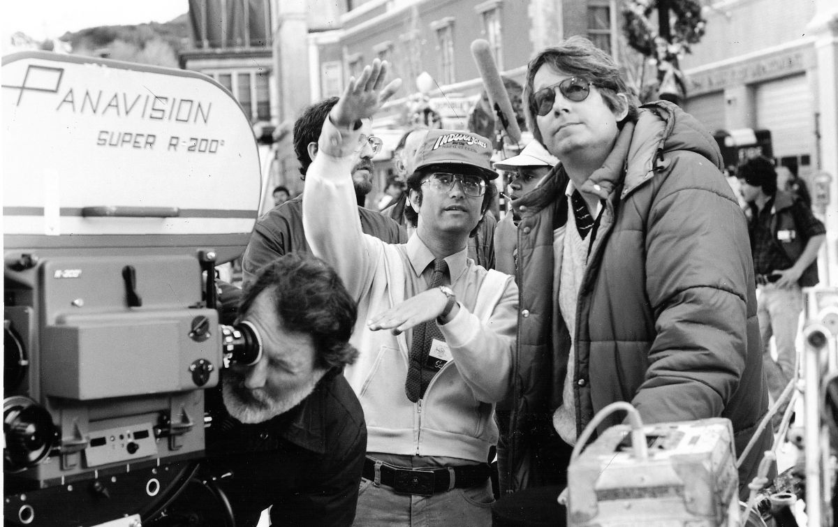 From left, Joe Dante and John Hora on the set.