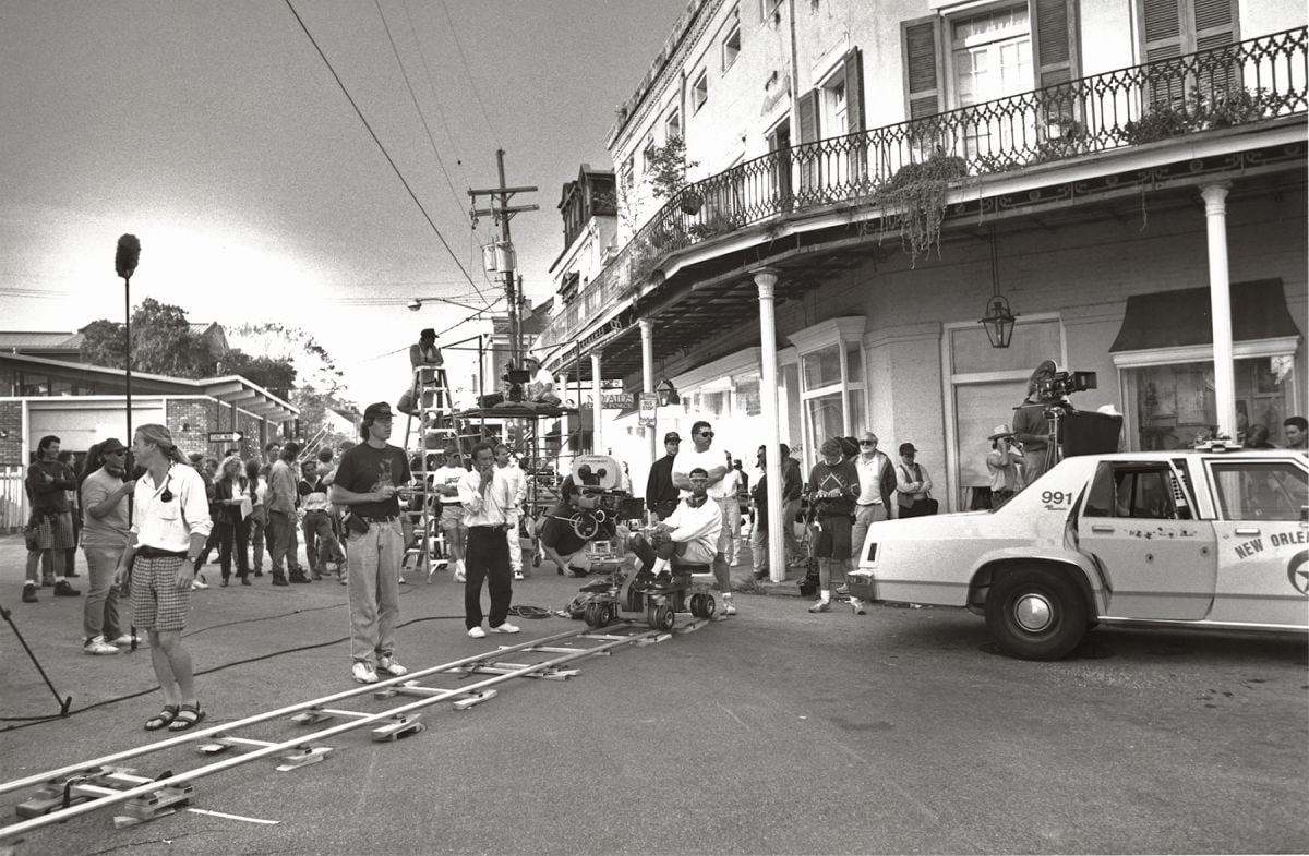 On location in New Orleans setting up a tracking shot for Hard Target.