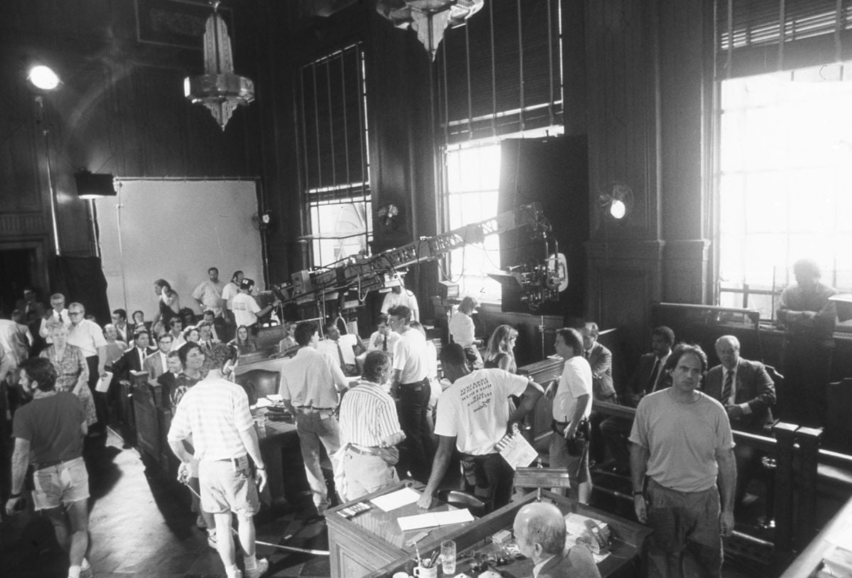 Setting up for the key courtroom scene in JFK, during which the case is made that a vast conspiracy was behind Kennedy's assassination.