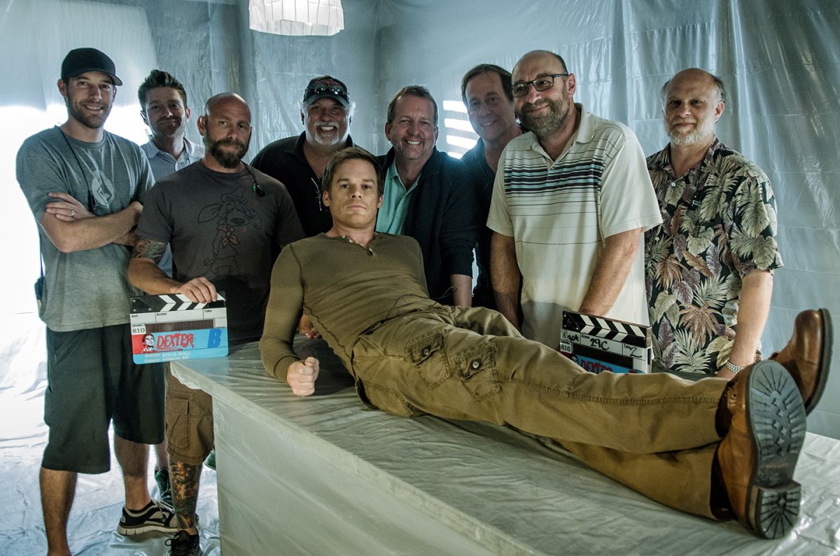 Jur (here with crew and actor Michael C. Hall) was behind the camera for the final two seasons (2012 and ’13) of the Showtime serial-killer series Dexter.