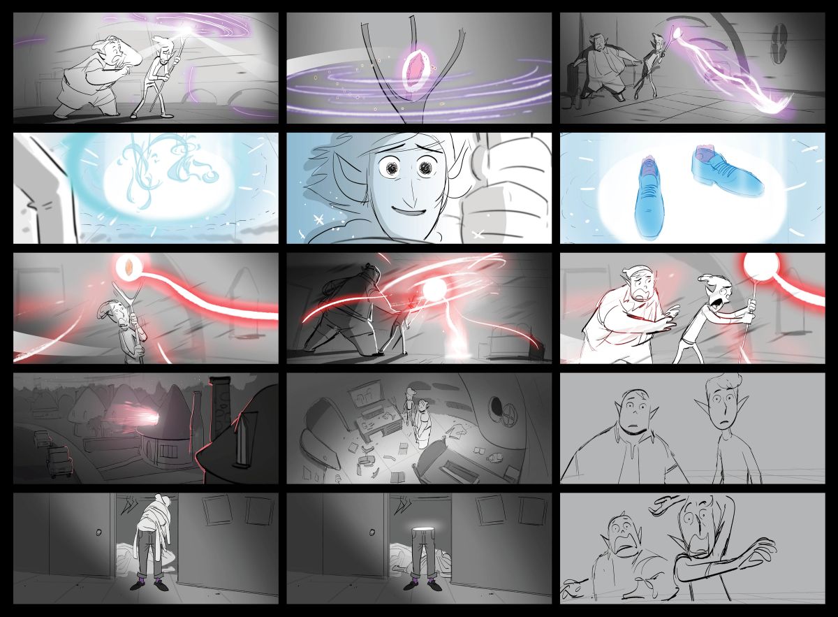 This storyboard by Le Tang was one of approximately 488 boards for the “Conjuring Dad” sequence.