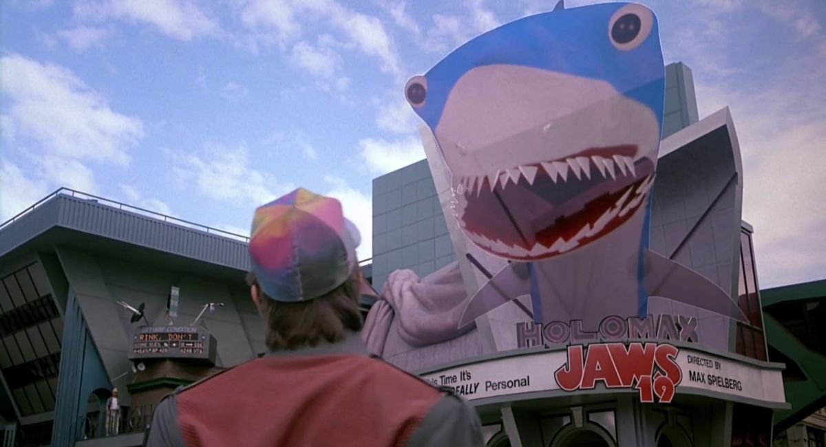 Jaws 19 — a holofilm playing at the Holomax Theater in Hill Valley in October 2015, directed by Max Spielberg.