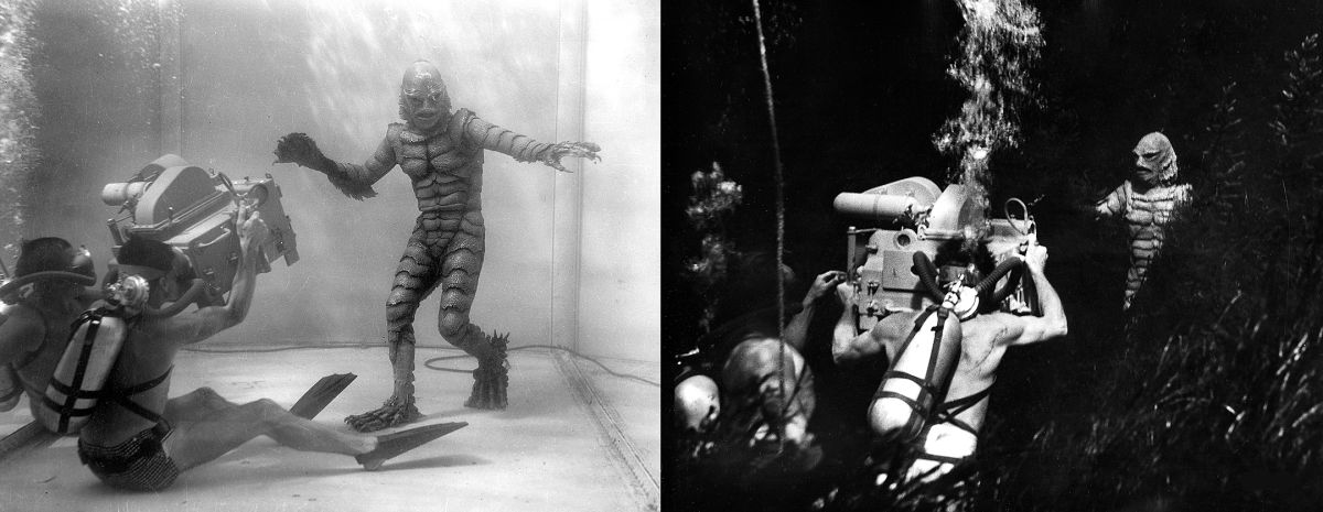 Directed by Jack Arnold, The Creature From the Black Lagoon (1954) was shot in monochrome 3D by William E. Snyder, ASC and stereo specialist Clifford Stine, ASC.