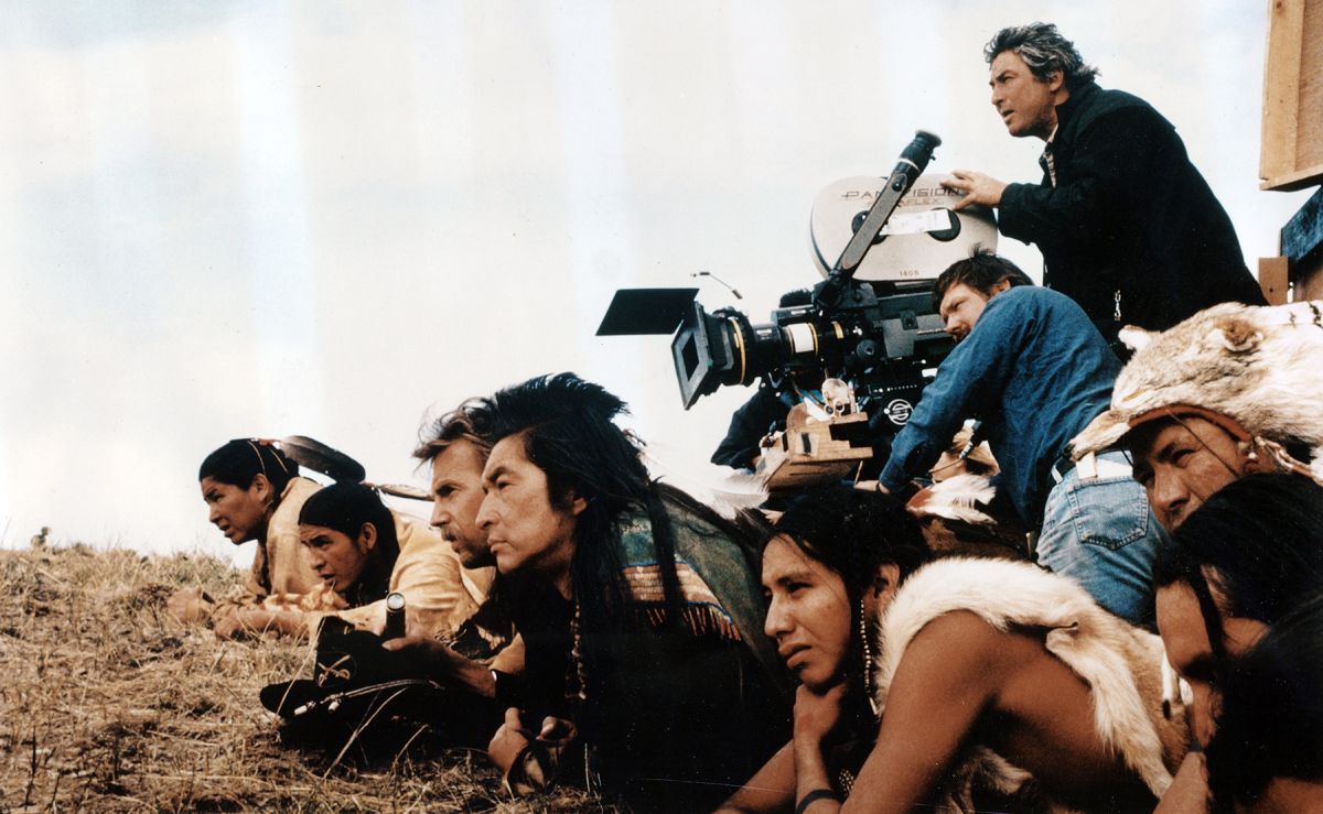 Shooting Dances with Wolves (1990) on location, Dean Semler, ASC, ACS is at the camera as his director and star Kevin Costner is together with some of his exceptional Native American cast, including co-star Graham Greene.